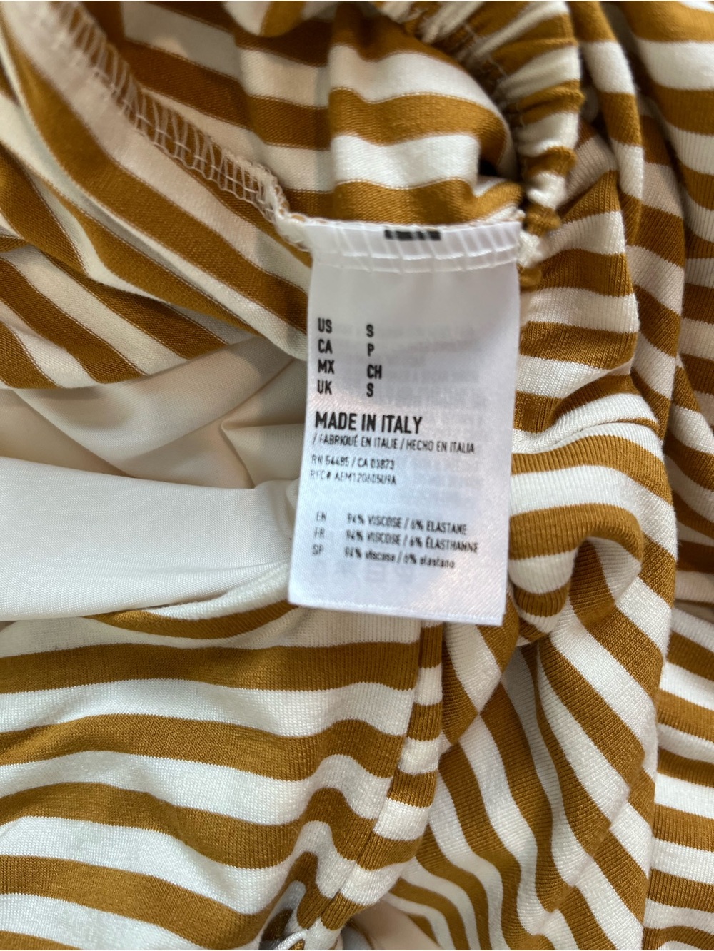 American Eagle Striped Strapless Wide-Leg Jumpsuit in Mustard - Picture 7 of 10